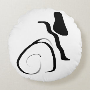 Coussins Ronds Cycle de rotation : noir et blanc Abstrait