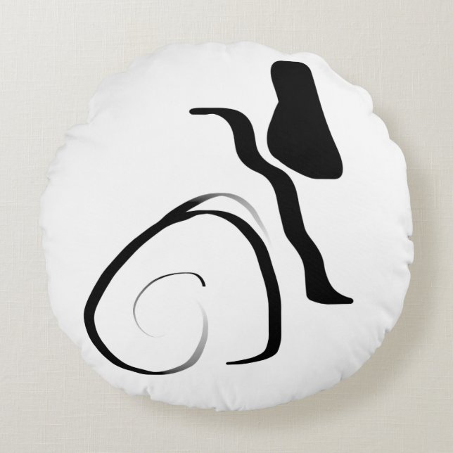 Coussins Ronds Cycle de rotation : noir et blanc Abstrait (Devant)