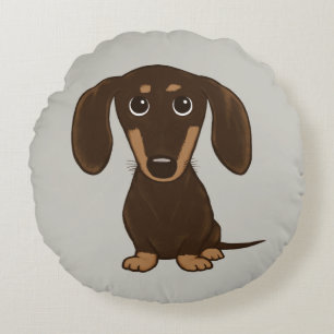 Coussins Ronds Dachshund au chocolat mou   Cartoon Wiener Dog