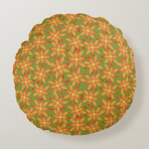 Coussins Ronds Daisy Floral Rétro en dégradé de soleil en Olive D