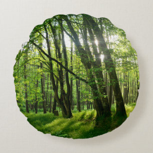 Coussins Ronds Dans la forêt verte