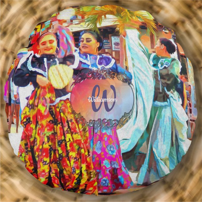 Coussins Ronds Danseurs du Festival mexicain de Ceviche 2549 (Créateur téléchargé)