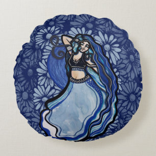 Coussins Ronds Danseuse Ventre Bleu                             