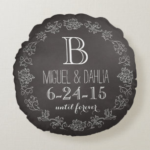 Coussins Ronds Date Mariage de monogramme de tableau de bord pers