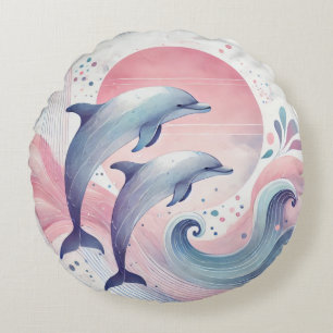 Coussins Ronds dauphins pastel doux