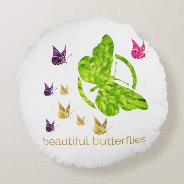 Coussins Ronds de beaux papillons (Dos)