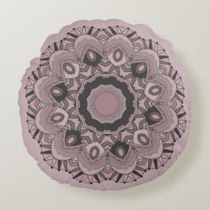Coussins Ronds Déco abstraite couleur rose vif noir