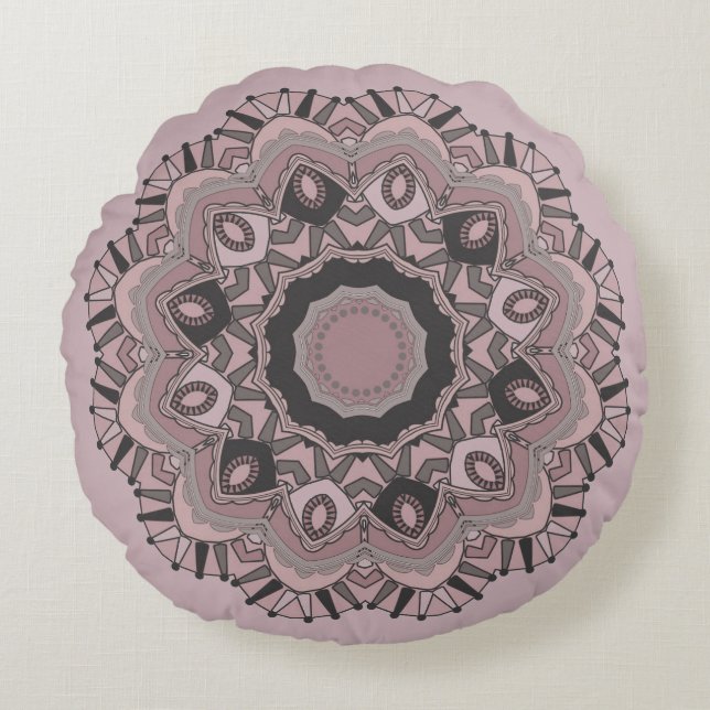 Coussins Ronds Déco abstraite couleur rose vif noir (Devant)