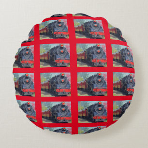 Coussins Ronds Décor de la chambre "Train Print" pour enfants