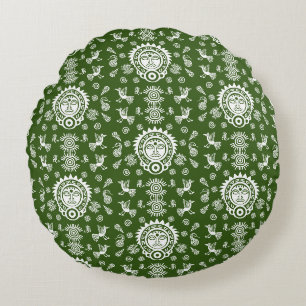 Coussins Ronds Décor d'origine artistique aztèque mexicaine