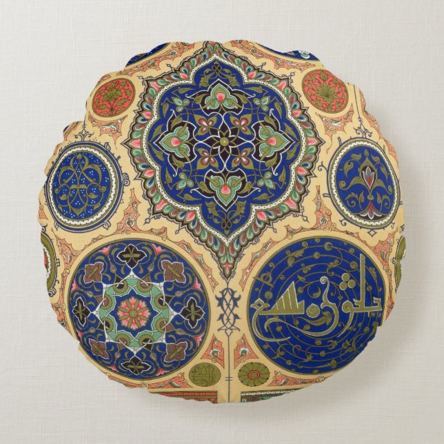 Coussins Ronds Décoration Arabe, plat XXVII 'd'O polychrome (Devant)
