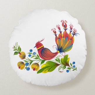 Coussins Ronds Decorative Bird with Flowers & Berries