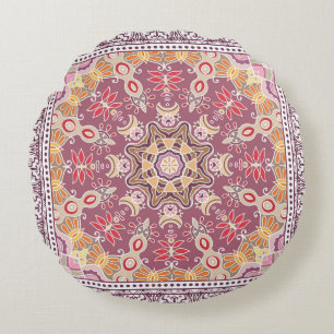 Coussins Ronds Decorative colorful ornament on white background,
