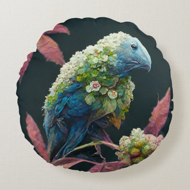 Coussins Ronds Decorative Cushion with Bird Design (Devant)