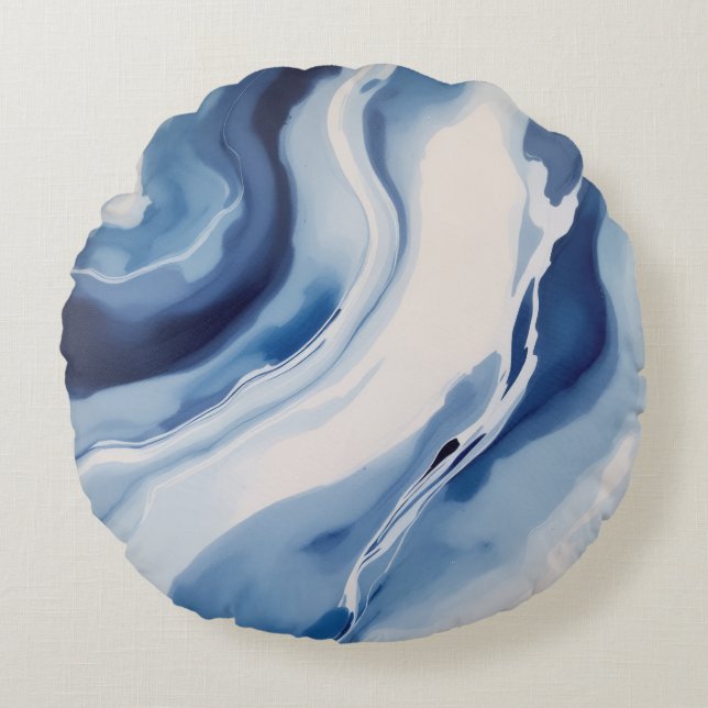 Coussins Ronds Deep Blue Marble (Devant)