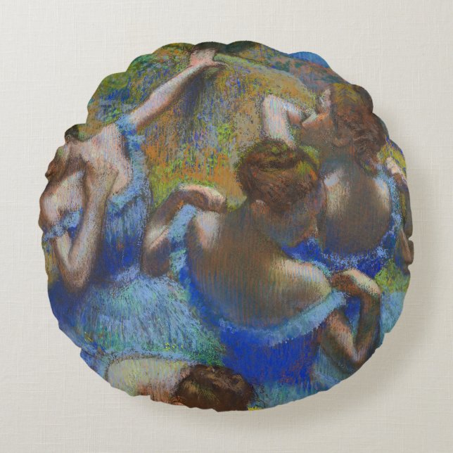 Coussins Ronds Degas Blue Dancers Pastel Fine Art Masterpiece (Devant)