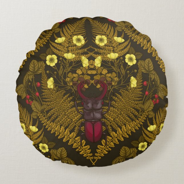 Coussins Ronds Dendroctones et fougères (Devant)