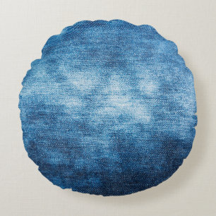 Coussins Ronds Denim a porté texture tissu pour arrière - plan.
