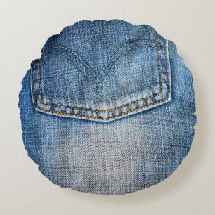 Coussins Ronds denim bleu