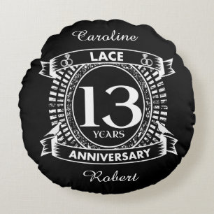 Coussins Ronds Dentelle du 13e anniversaire du mariage