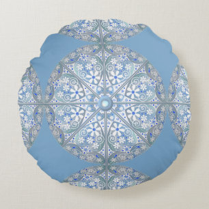 Coussins Ronds Dentelle en céramique bleu clair