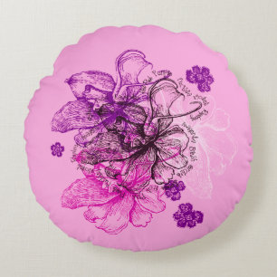 Coussins Ronds Dentelle Wahine Orchidée Hawaïenne Réversible