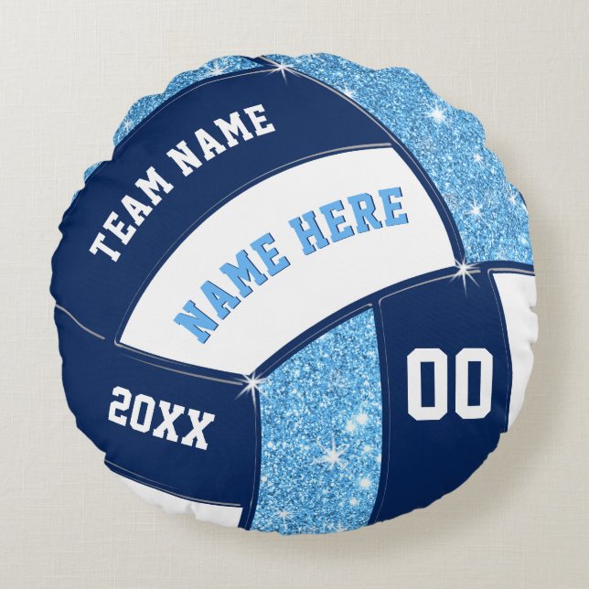 Coussins Ronds Des cadeaux bleu clair pour les joueurs de volley- (Devant)