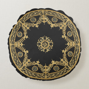 Coussins Ronds Design décoratif noir et or