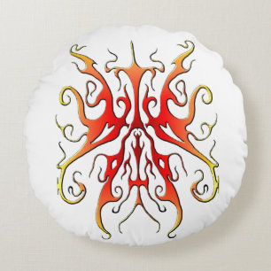 Coussins Ronds Design élégant de tatouage tribal - flamme rouge