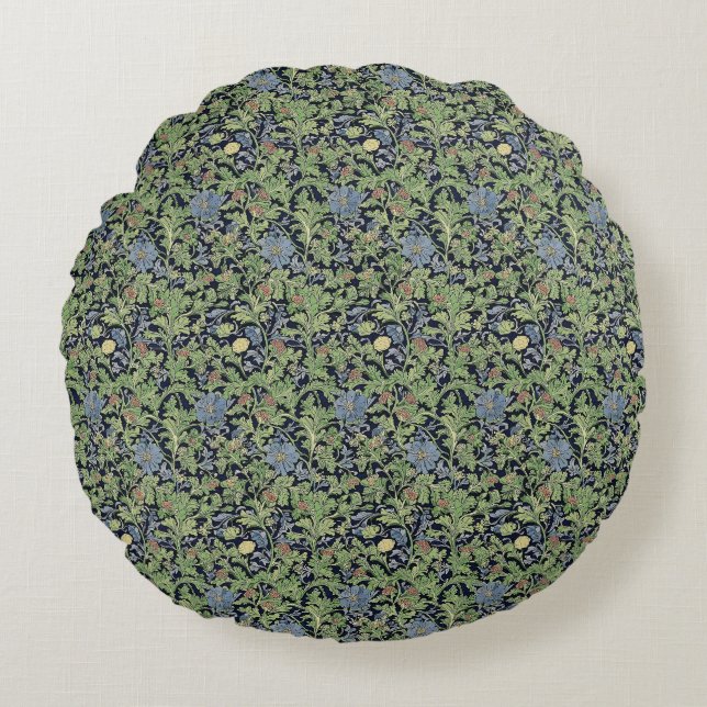 Coussins Ronds Design floral bleu et vert (Devant)