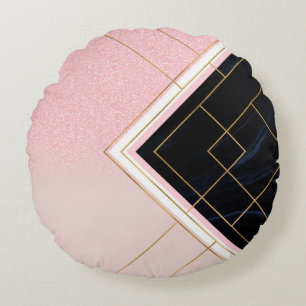 Coussins Ronds Design géométrique moderne Grilles d'or rose