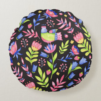 Coussins Ronds Design motif floral transparent. Fleurs de printem