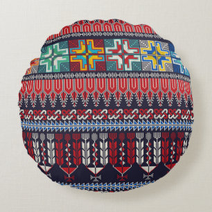 Coussins Ronds Design motif sans couture avec Palestini tradition