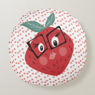 Coussins Ronds Dessin animé de fraise mignon dessiné à la main  
