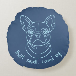 Coussins Ronds Dessin au trait de Bouledogue Français. Construit