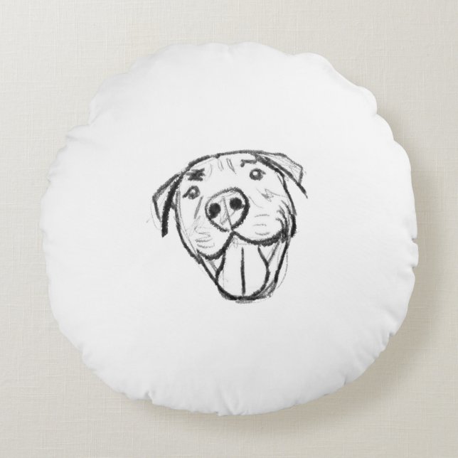 Coussins Ronds dessin de bulle simple amoureux de les chiens noir (Devant)