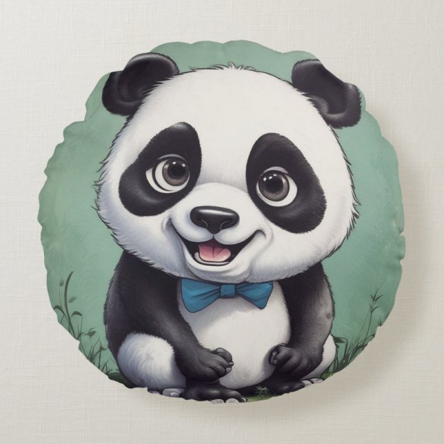 Coussins Ronds Dessin de Panda (Devant)