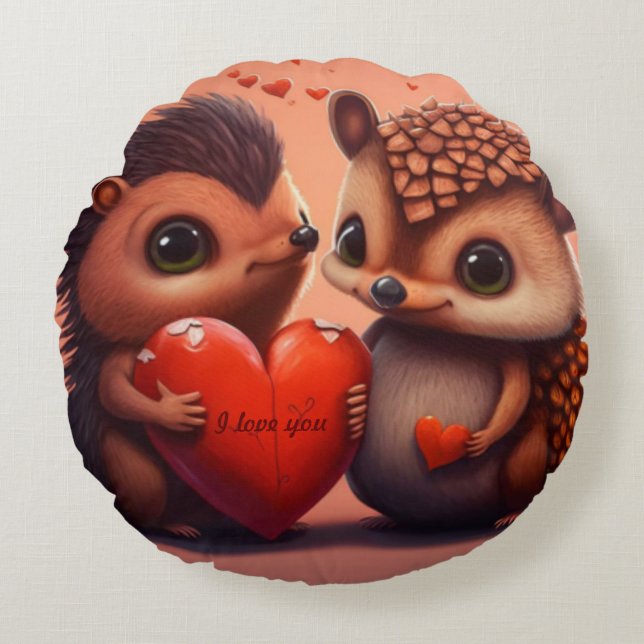 Coussins Ronds Dessin de Saint Valentin sur mesure (Devant)