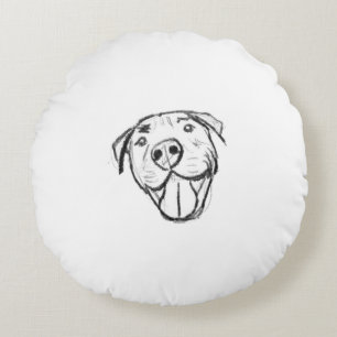 Coussins Ronds dessin pitbull simple amoureux des chiens noir bla