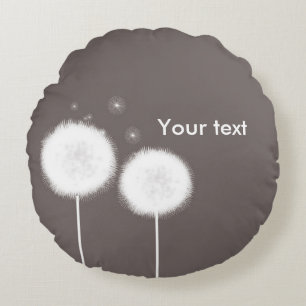 Coussins Ronds Deux Pissenlits Taupe Maison de Campagne Rustique