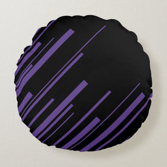 Coussins Ronds Diagonales en violet et noir (Devant)