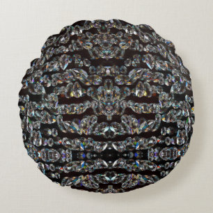 Coussins Ronds Diamond brillant motif élégant argent et noir