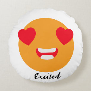Coussins Ronds Diffuser des sourires le jour de l'Emoji : Excité 