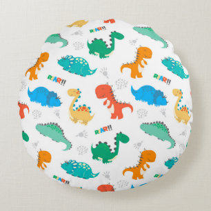 Coussins Ronds Dinosaures colorés mignons Motif illustré