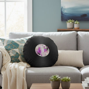 Coussins Ronds Disque vinyle boule disco violet