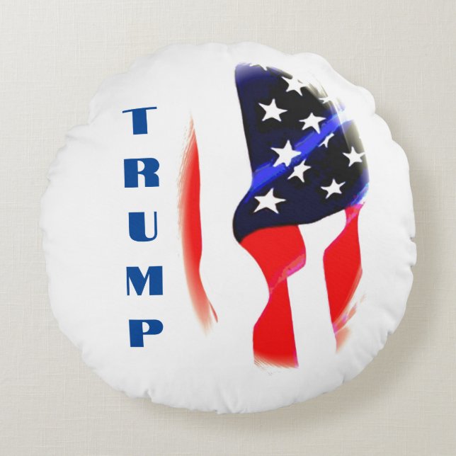 Coussins Ronds Donald Trump American Flag Pop Art (Devant)