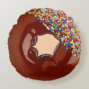 Coussins Ronds Donut au chocolat