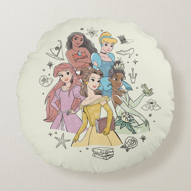 Coussins Ronds Doodles Disney Princess Marker (Devant)