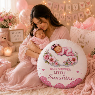 Coussins Ronds Douce Baby Shower Fleurie Petit Soleil
