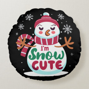 Coussins Ronds Douce neige ! Embrassez le charme hivernal de Noël